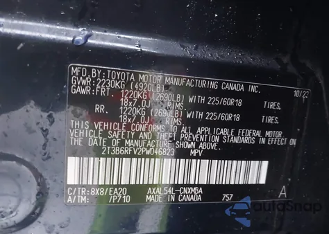 2023 Toyota Rav4 Hybrid Xle Premium из США, поврежденный, VIN 2T3B6RFV2PW046823